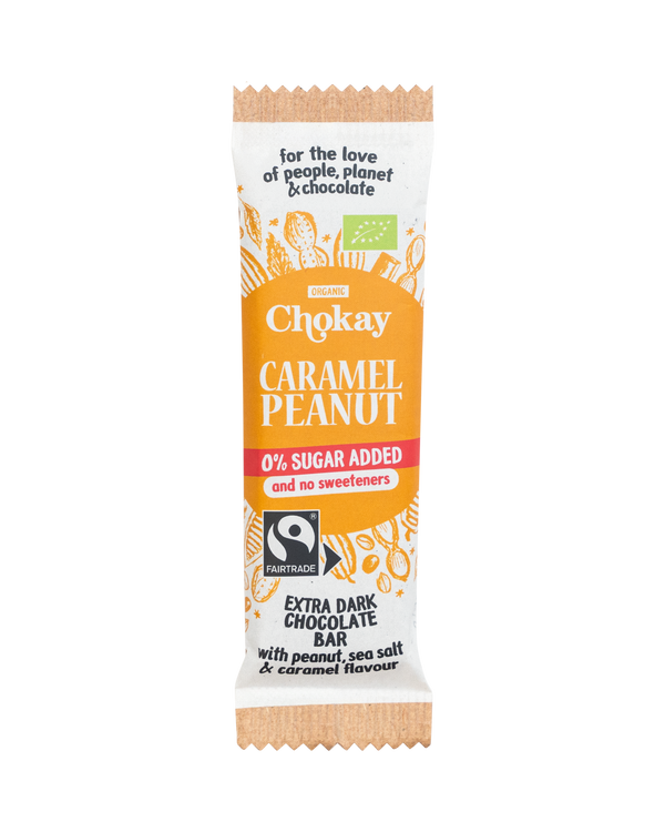 Chokay Økologisk Snack: Extra Mørk Sjokolade, Peanøtter og Karamel