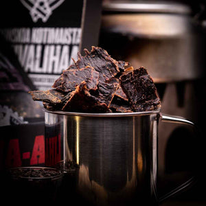 Kuivalihakundi Beef Jerky Original, nærbilde av kjøttet