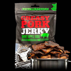 Kuivalihakundi Greasy Pork Jerky Røkt Eple-BBQ, 150 g pose