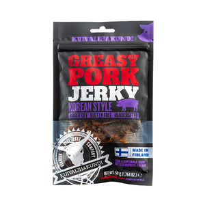 Kuivalihakundi Greasy Pork Jerky Koreansk Stil, finsk svinejerky med gochujang