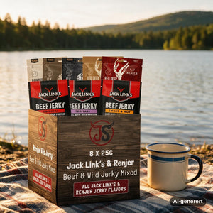 Beef og Beyond Box Jack Links og Renjer Mix snacksituasjon