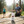 Fine Gusto Beef Jerky Barbecue på et bord i skogen mens to løpere passerer på grusveien bak