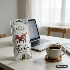 Fine Gusto Beef Jerky Naturell i bruk