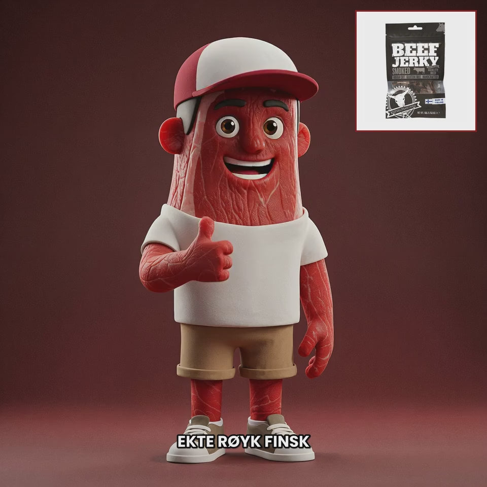 Chuck mascot kuivalihakundi-beef-jerky-smoked NO