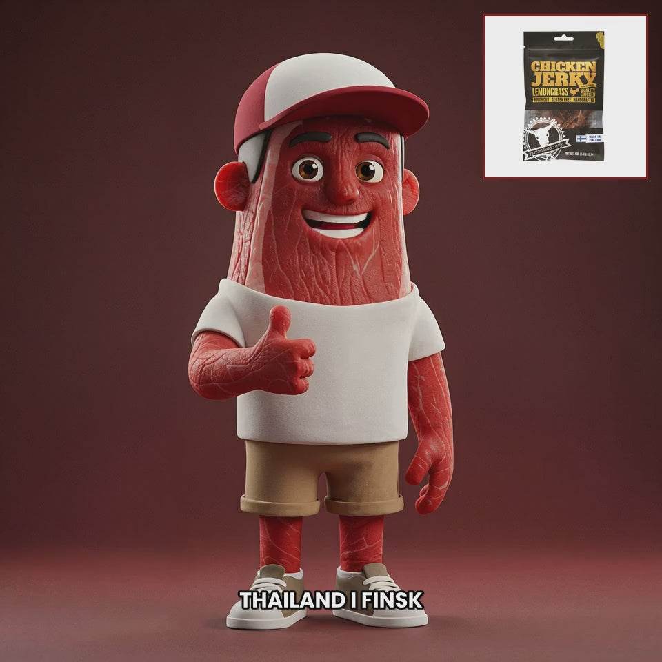 Chuck mascot kuivalihakundi-chicken-jerky-lemongrass NO