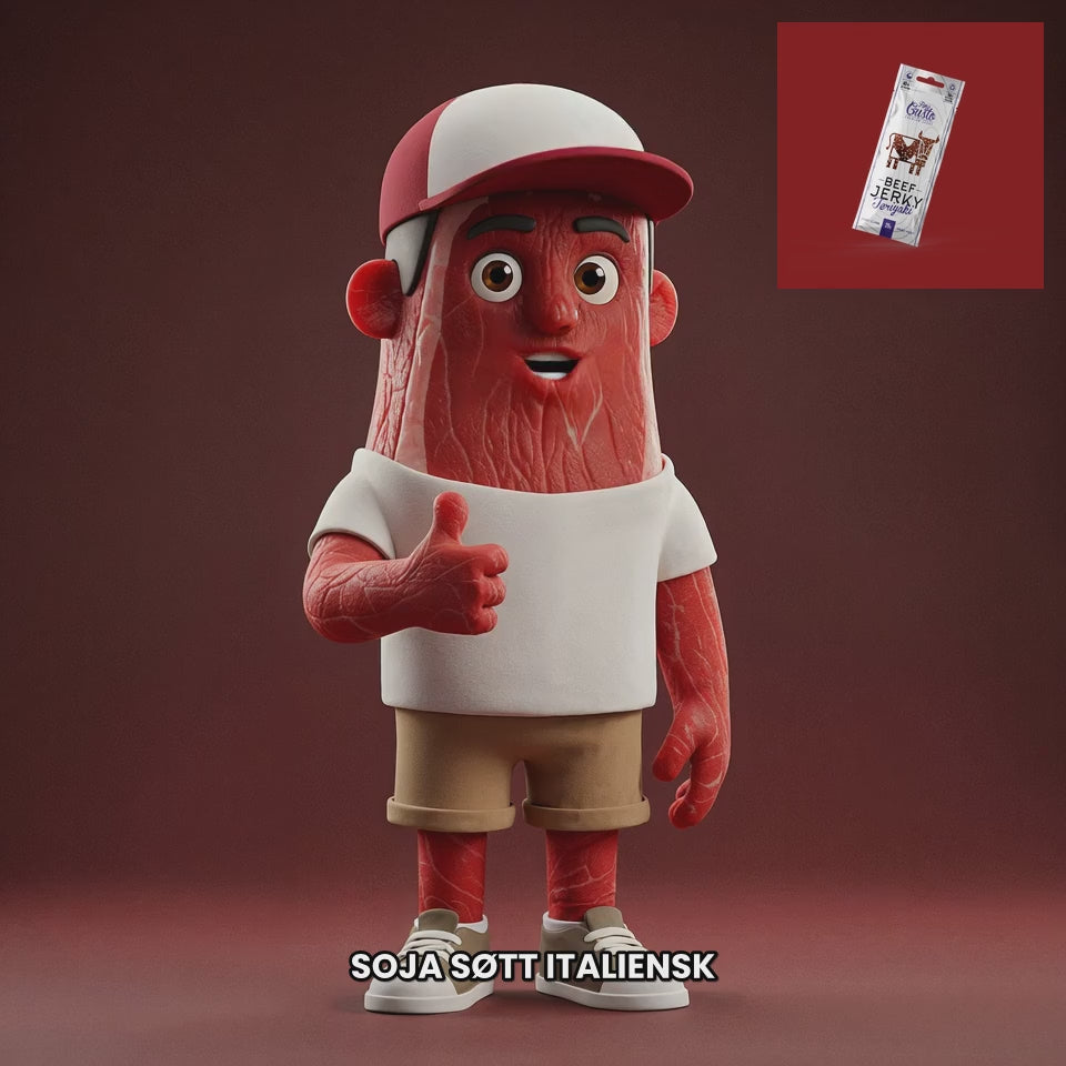 Chuck mascot fine-gusto-beef-jerky-teriyaki