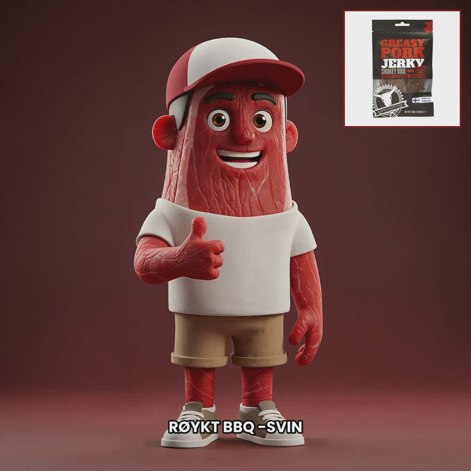 Chuck mascot kuivalihakundi-pork-jerky-smokey-bbq NO
