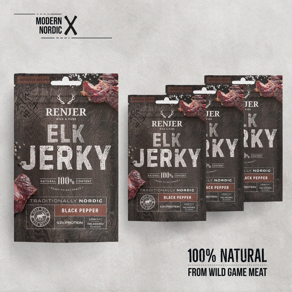 Elk Jerky with Black Pepper (Single, 4-pack, 12-pack) - Jerky Store